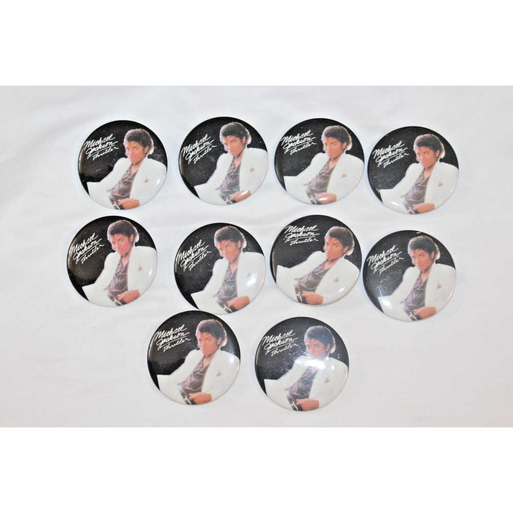 Vintage Lot Of 10 80's Micheal Jackson Thriller Pinback Buttons pop music 2"
